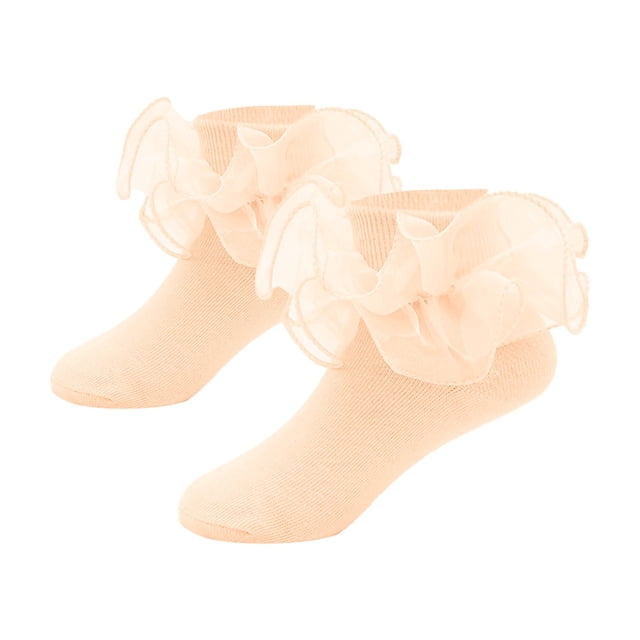 Lace Trimmed Solid Color Stockings for Leisure Wear with Decorative Frilled Edge in Classic Style