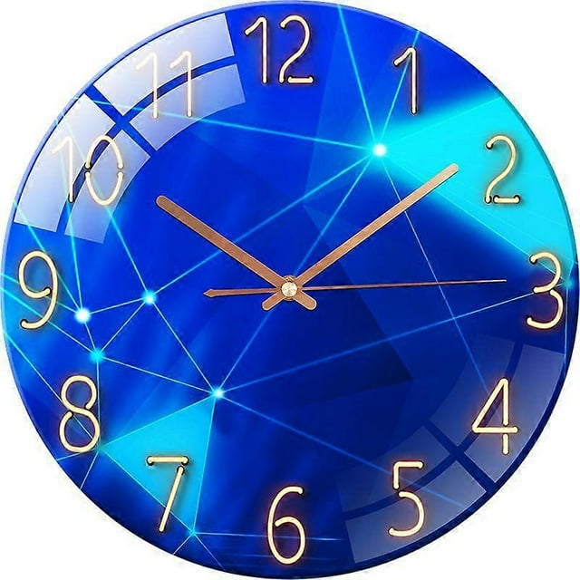 Silent Tempered Glass Wall Clock for Living Room Kitchen Office Bedroom 30cm