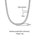 thumbnail image 2 of Male Zircon Cuban Chain Necklaces for Men Women Hip Hop Silver Teen Jewelry 8MM 18inch, 2 of 6