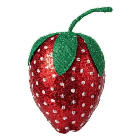 11" Plush Sequin Strawberry Accent
