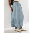 thumbnail image 3 of Cenuakty Women Summer Cargo Skirt Casual Solid Colors Loose Elastic Drawstring Skirt with Pockets for Beach Streetwear, 3 of 6