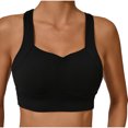 thumbnail image 2 of Women's High-Support Sports Bra with Detachable Padded Ruched Racerback Yoga Bras Workout Cropped Tank Tops Ladies Athletic Wireless Bra Black M, 2 of 5