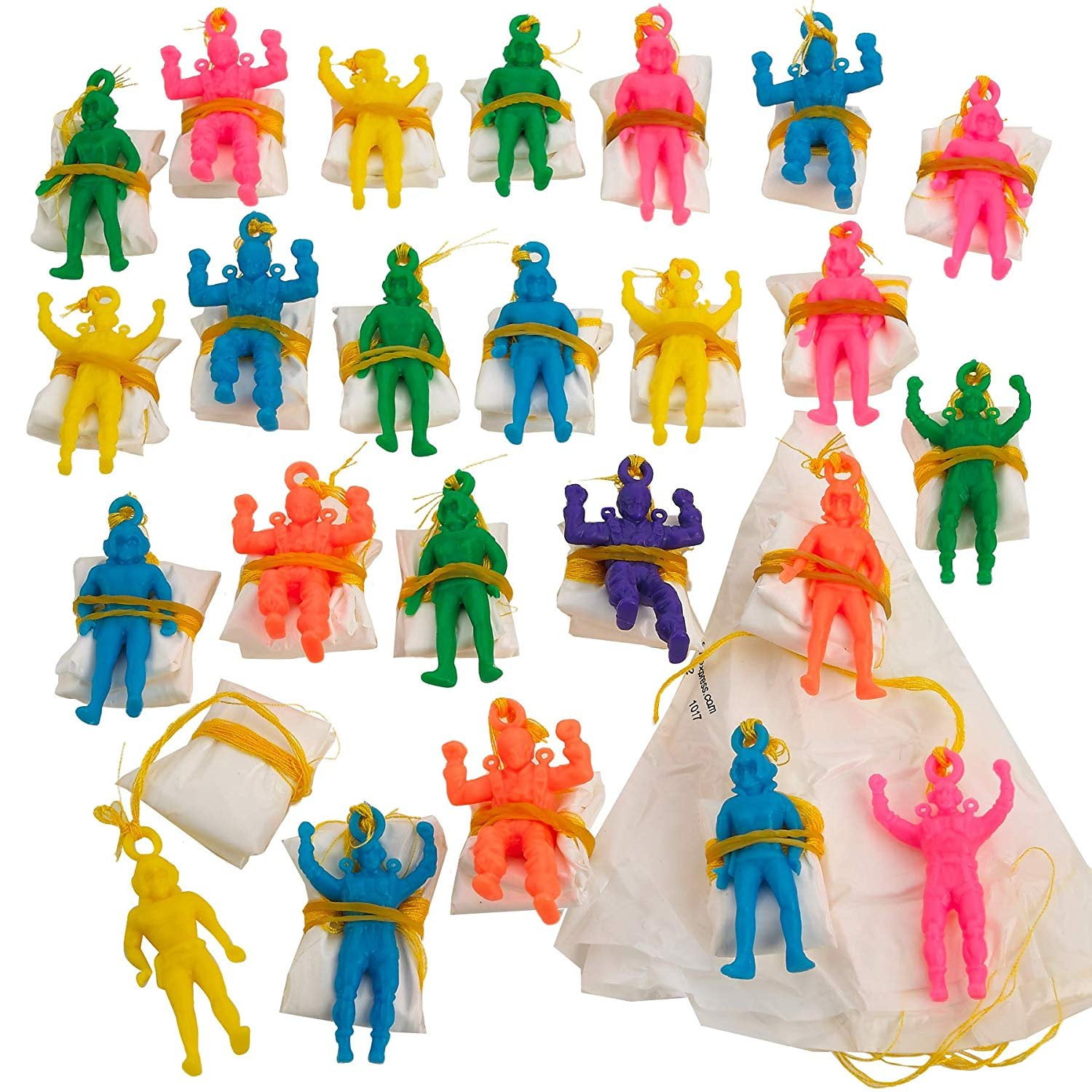 ArtCreativity Mini Monkey Paratroopers with Parachutes Fun Zoo Animal Themed Party Favors for Boys and Girls Pack of 12 Durable Plastic Guys Playset Vinyl Parachute Toys in Assorted Colors