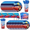thumbnail image 2 of Disney Pixar Cars decoraciones de cumpleaños para niños, juego de vajilla, vasos de papel, platos, suministros para fiestas de Baby Shower, Happy Lightning McQueen, 2 of 4