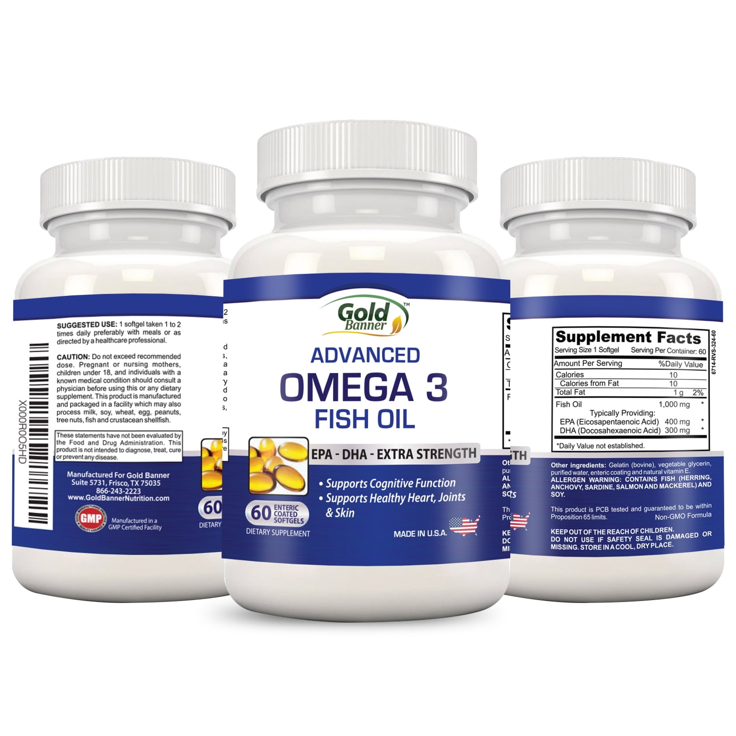 Omega 3 Fish Oil High Potency EPA DHA Softgel Capsules