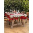 thumbnail image 2 of Outdoor Tablecloth with Umbrella Hole and Zipper, Valentine's Day Rectangle Table Cloth 52x70 Inch Waterproof Tablecloth, Red Roses Gnomes Romance Love Beige Picnic Table Cover for Patio Camping, 2 of 7