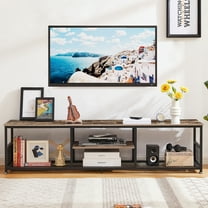 VECELO TV Stand up to 80 Inches, Industrial 70.86" Entertainment Center with Storage and Mesh Shelf for Living Room/Bedroom, Brown