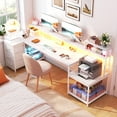 thumbnail image 7 of EnHomee 70.9" L Shaped Gaming Desk with Power Outlet & LED Lights, Computer Desk with Storage Shelves and Monitor Stand, White, 7 of 7