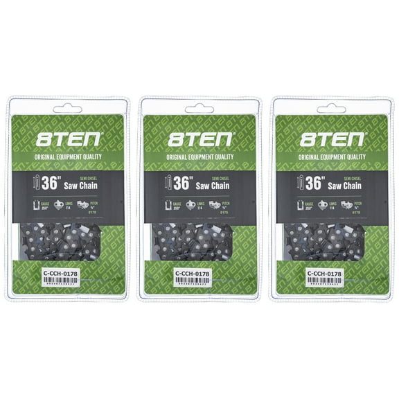 Semi Chisel Chainsaw Chain 36 inch .050 3/8 114DL for Stihl MS 390 440 3 Pack 810-CCC2390H