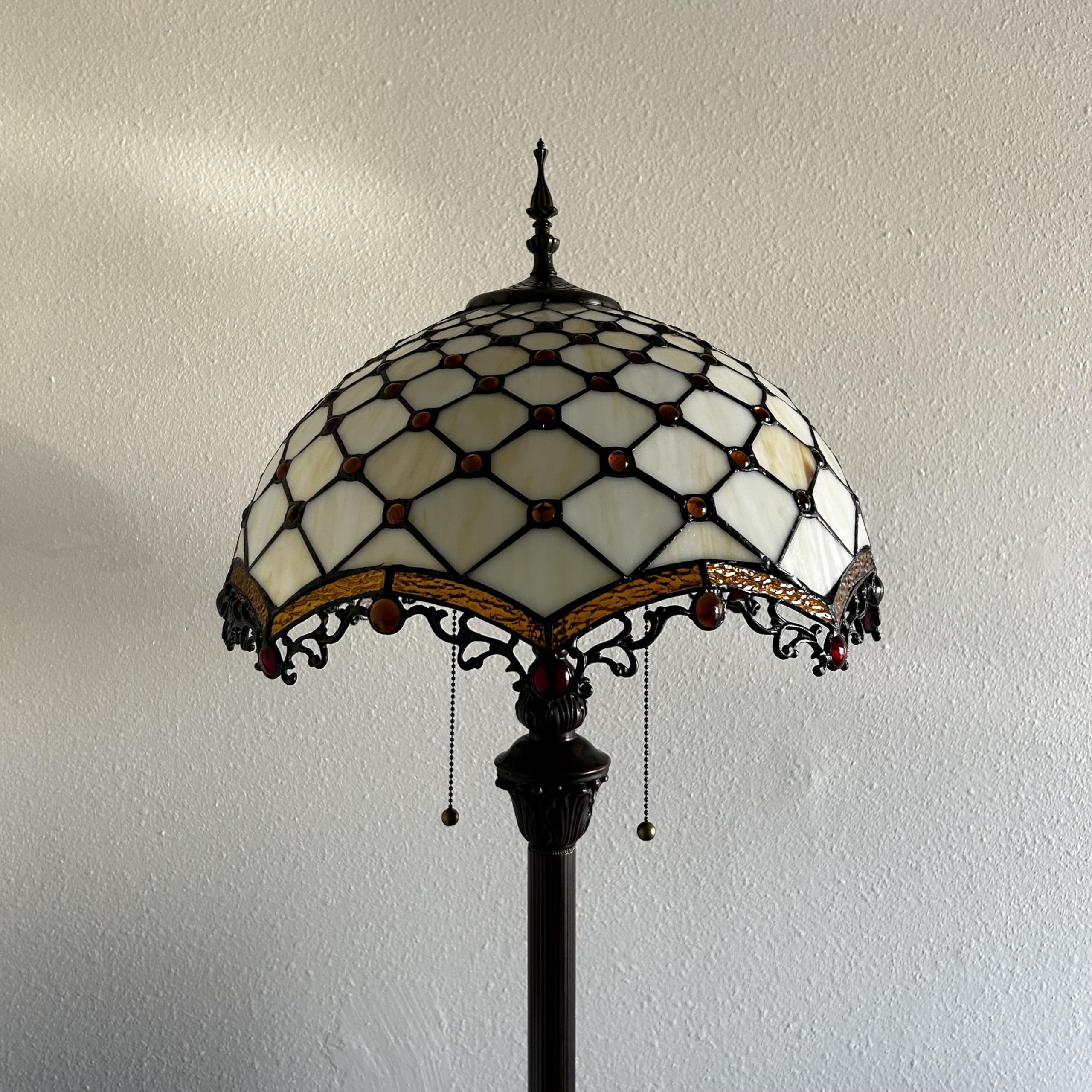 Enjoy Décor Lamps 64-Inch Tiffany 2-Light Floor Lamp with Stained Glass Bowl Shade