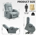 thumbnail image 6 of Sesslife Lift Recliner Chair for Adults, Electric Power Lift Recliners with Heat and Massage, Reclining Mechanism Electric Recliner with USB Port, Cup Holders, for Living Room Home, Gray, 6 of 7
