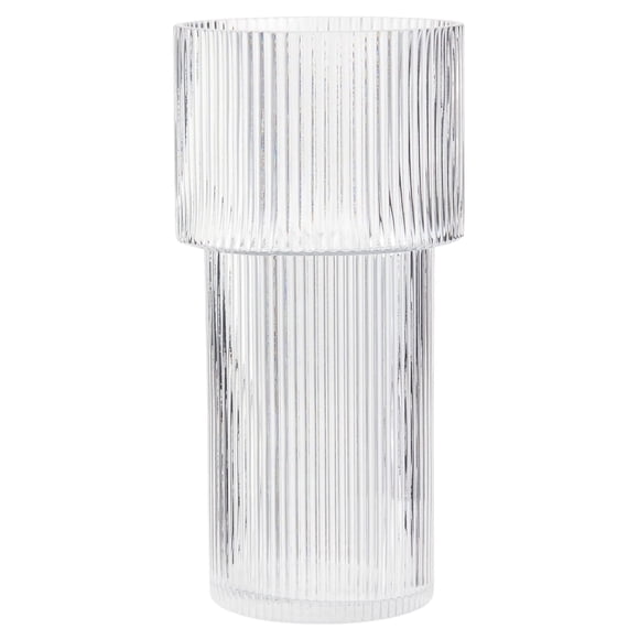 Jarrón de cristal YANWE1 grande de 30 cm de alto para flores con textura acanalada