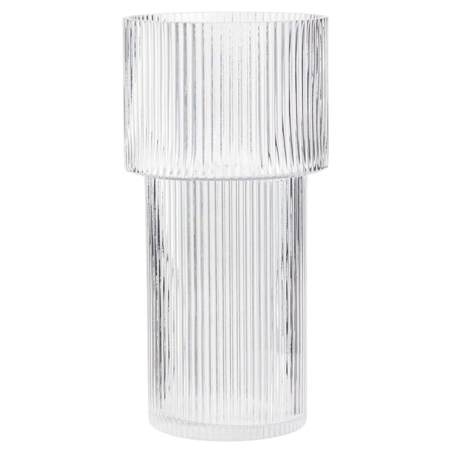 Jarrón de cristal YANWE1 grande de 30 cm de alto para flores con textura acanalada