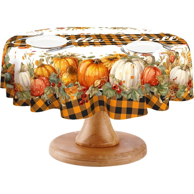 Fall Thanksgiving Rectangular Tablecloth x (xcm) Wipe Clean Pumpkin Table Cover for Family Gatherings Holiday Dinners Home Kitchen Decor