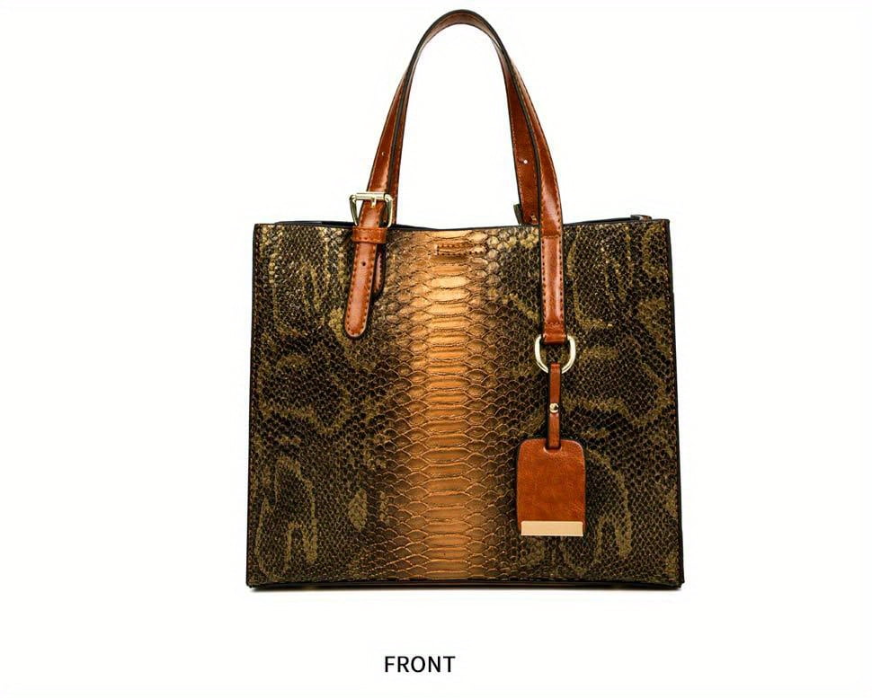 Luxurious Retro Women's Handbag Three-piece Set, Aurora Ostrich Pattern Women's Large-capacity Shoulder Bag