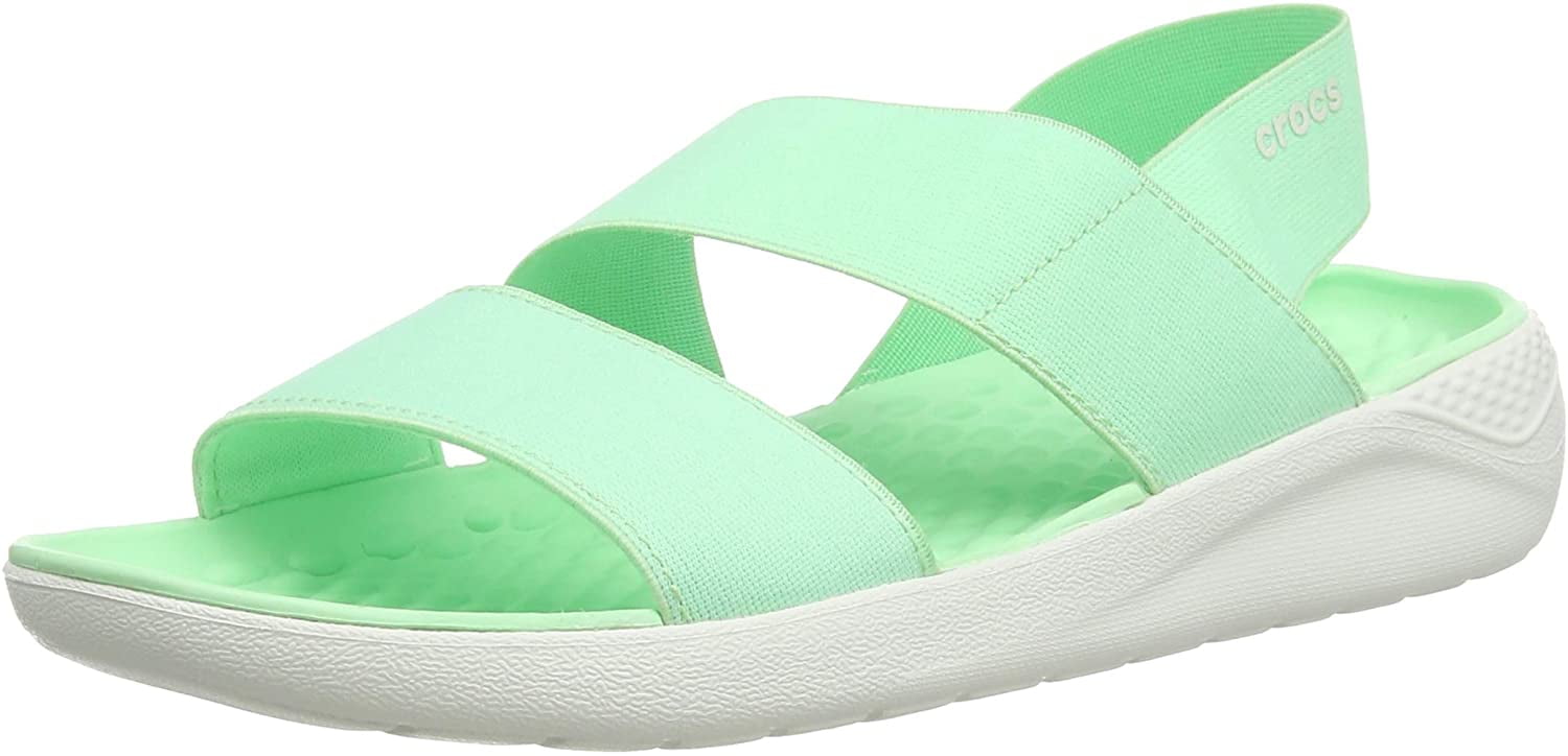 Crocs Women's LiteRide Stretch Sandals Water Shoes, Neo Mint/Almost