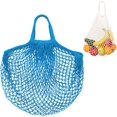 thumbnail image 1 of 1-Pack Cotton Mesh Bag, Reusable Washable Net String Grocery Bags, Produce Bags with Handle, Tote Bag for Fruits/Vegetables Shopping [Blue, Short Handle], 1 of 5