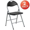 thumbnail image 4 of Emma + Oliver 2 Pack Black Vinyl Metal Folding Chair with Carrying Handle, 4 of 14