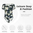 thumbnail image 6 of Haiem Lilies Flowers Women's Crew Neck Short Sleeve Bodysuit Tops Stretchy Slim Basic-Medium, 6 of 9