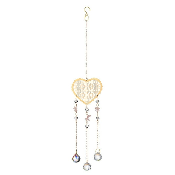 SLYNSHome Crystal Wind Chime Hanging Sun Catcher,Heart Shaped Wind Chime for Home Decor Housewarming Birthday Gift - Pink