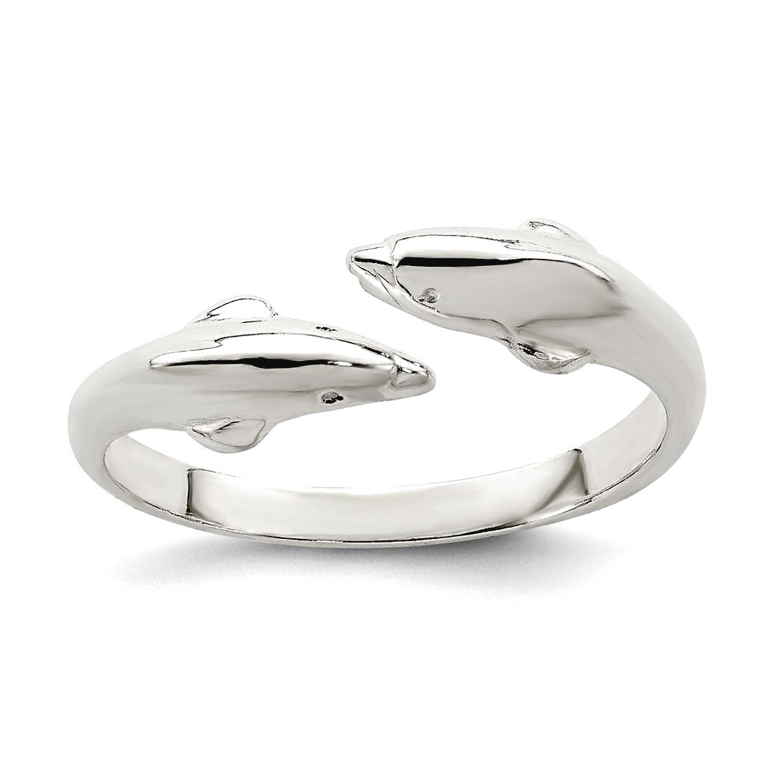925 Sterling Silver Solid Polished Dolphin toe ring 2mm Wide toe ring for Women - 1.4 Grams