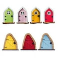 thumbnail image 2 of GRNSHTS Miniature Wooden Fairy Doors, Fairies Sleeping Door Tree Statues, Wooden Elf Gnome Tree House, Whimsical Fairy Yard Art Garden Sculpture (G-Yellow), 2 of 4
