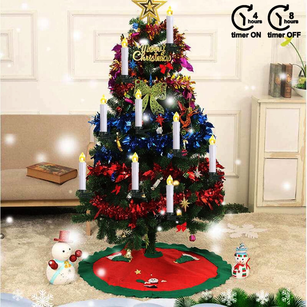 20PCS Christmas LED Window Candles, Flameless Taper Candles Light with Remote Timer/Clips, Colorful Light for Home Indoor Outdoor Christmas Trees Decor