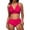 Hot Pink, variant on QURATI Swimwear Bikini Sets for Women High Waist Summer Beach Swim Bathing Suits V Neck 2 Piece Swimsuit Blackish Green L