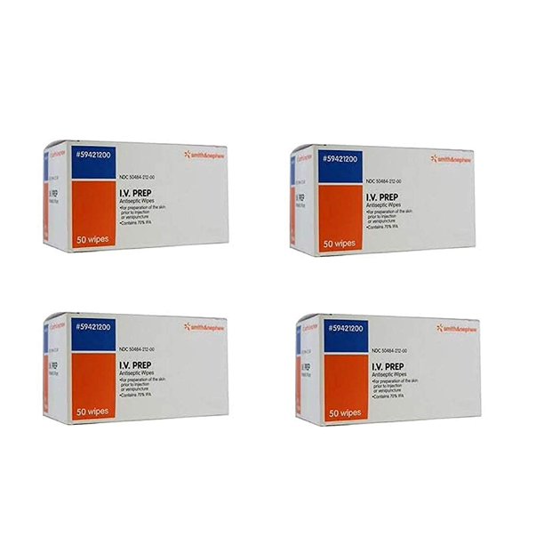IV Prep Antiseptic Wipes (4 Pack (50 Count))
