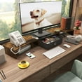 thumbnail image 6 of Triple Dual Monitor Stand Riser with Drawer,Extra Large Adjustable for 2~3 Monitors,Solt for Phone & Tablet, Desktop Organizer Stand for Computer,Laptop,Printer,TV, 6 of 14