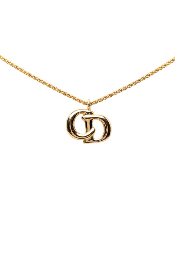 Pre-Owned Christian Dior Dior CD Logo Pendant Necklace, Gold Plated (GP), Women's.