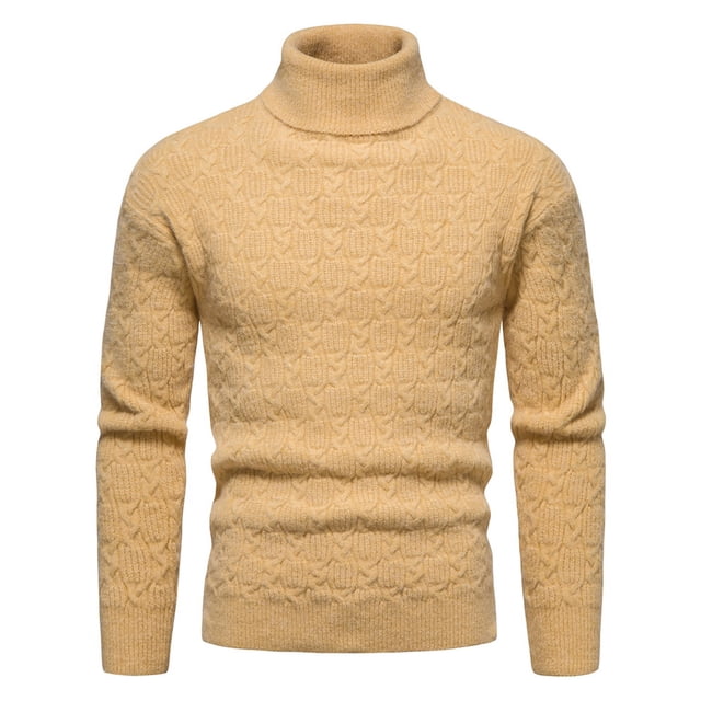 TIMIFIS Chandail à Col Roulé de Base pour Homme T-Shirts à Manches Longues en Molleton Tricoté Chandail Décontracté Haut Printemps s
