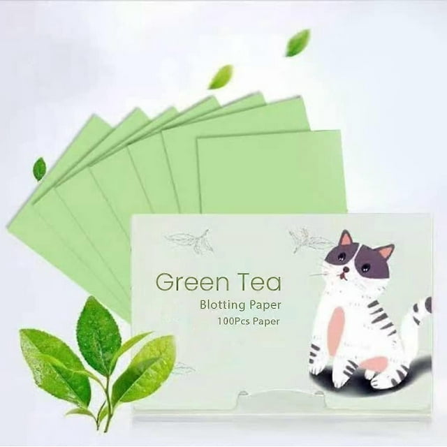 KICHKER Green Tea Oil Blotting Sheets 100 Pcs for Oily Skin Shine Control Ref: 3571