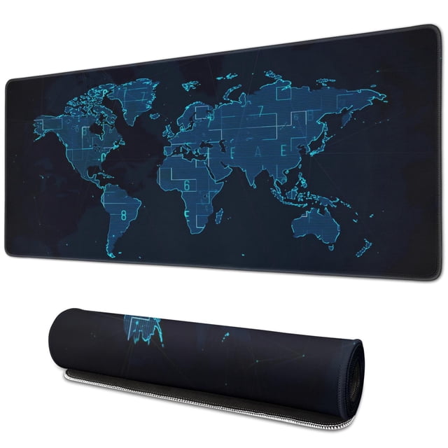 Control Your Game: World Map Mouse Pad - XXL Size, Non-Slip Base, Stitched Edges (31.5x11.8 Inch)