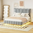 thumbnail image 2 of Velvet Queen Bed Frame, ONE PIX Platform Bed with LED Frame and Stylish Mental Bed Legs, Gray, 2 of 8