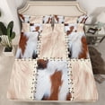 thumbnail image 2 of Homewish Animal Cattle Print 4 Pieces Queen Sheet Sets for Teenagers,Retro Vintage Aesthetic Ultra Soft Flat Sheet,Geometric Plaid Grid Patchwork Queen Fitted Sheet,Breathable Home Decor, 2 of 7