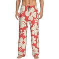 thumbnail image 2 of Kdxio Beige Flowers Print Men's Sleep Pajama Pant Lounge Pants with Pockets, 2 of 8