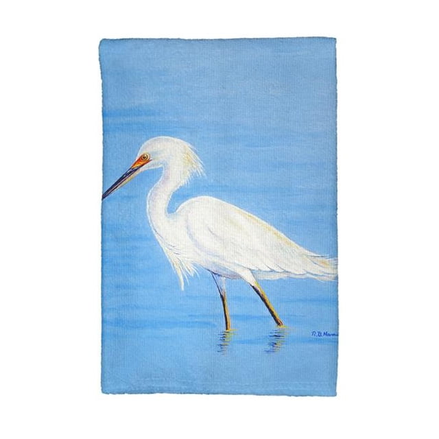 Betsy Drake KT1087 Stalking Snowy Egret Kitchen Towel