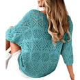 thumbnail image 2 of Suéter de Crochet Calado para Mujer, 3/4, Hombros Descubiertos, Verano 2025 Azul XL, 2 of 7