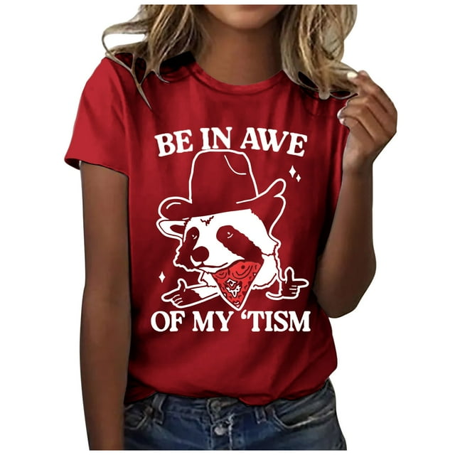 T-shirts Femmes T-Shirts Quotidiens Graphiques Vêtements d'Été Manches Courtes Hauts Femmes Rouge S