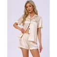 thumbnail image 2 of DARING DIVA Silky Short Sleeve Shorts Button Down  Satin Pajamas Set XL Champagne, 2 of 6