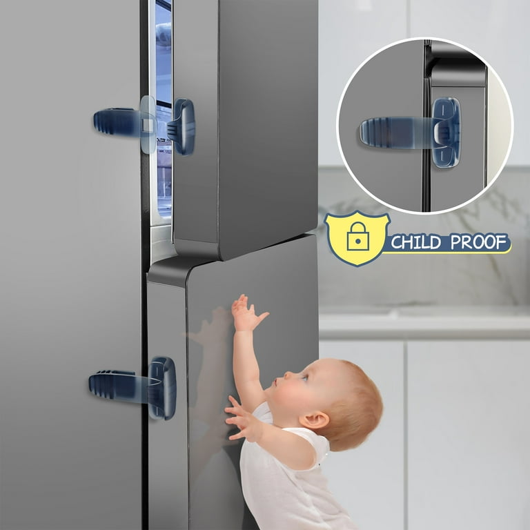 CLYMENE Refrigerator Fridge Freezer Door Lock for Kids, Child Proof  Refrigerator Latch Lock to Keep Door Closed, No Tools Required and Easy