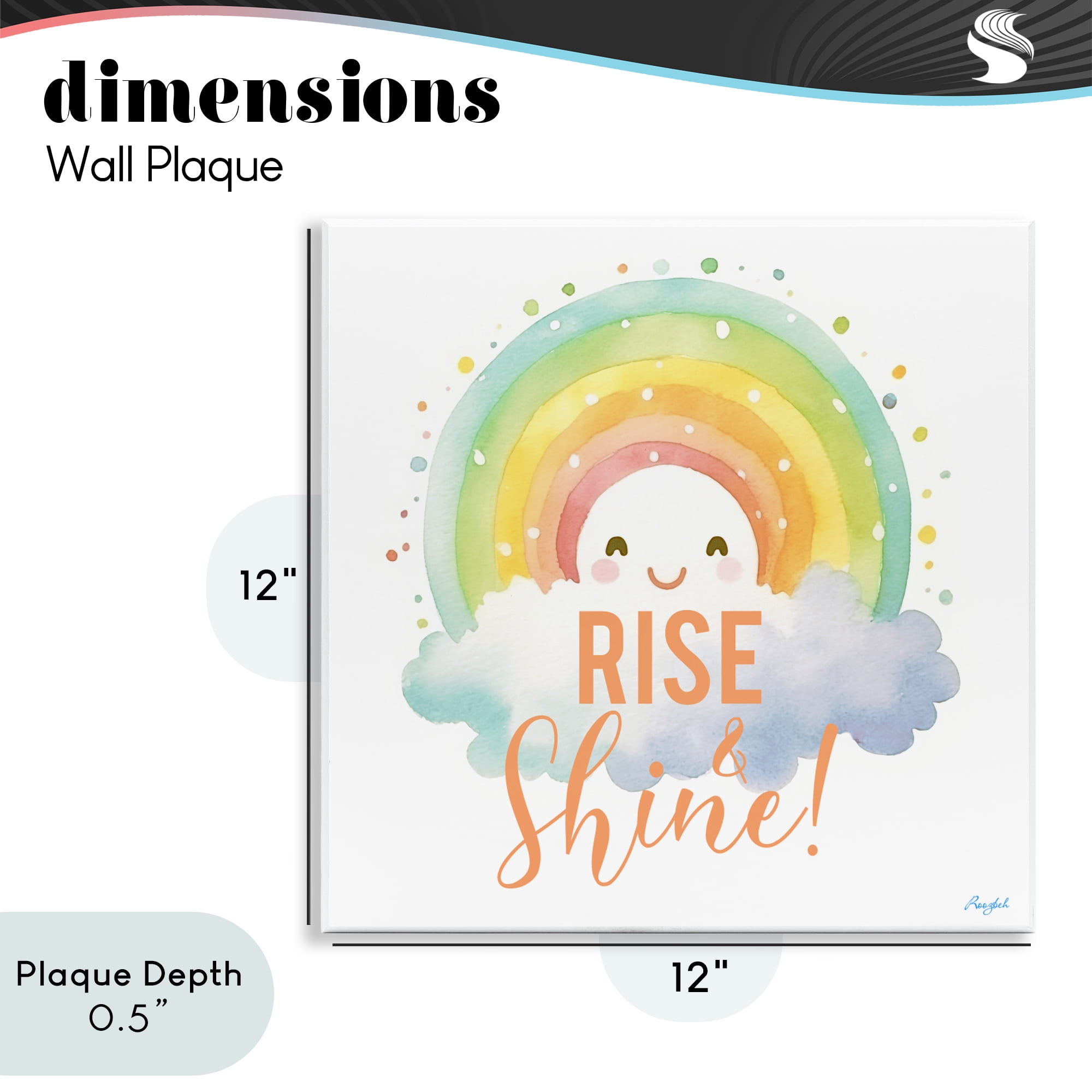 Stupell Industries Rise Shine Happy Rainbow Wall Plaque Art, design by Roozbeh