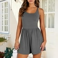 thumbnail image 2 of Cami Rompers for Women Workout Activewear One Piece Oversize Crossback Jumpsuit wiht Shorts Underwear Solid Color Scoop Neck Pleated Rompers Casual Sleeveless Bib Overall Crossback Summer, 2 of 9