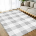 thumbnail image 4 of Grey White Buffalo Check 5x7 Area Rugs, Farmhouse Plaid Modern Geometric Non-Skid Rubber Backing Large Rectangle Rugs - Living Room Bedroom Home Office, Indoor Floor Mat Carpets Washable Rug, 4 of 9