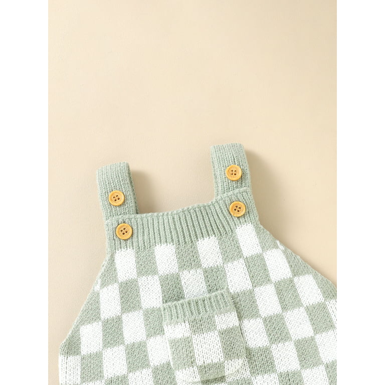 Jkerther Infant Baby Girls Boys Overalls Checkerboard Plaid Print Knitted Jumpsuit Romper Straps Suspender Long Pants, Infant Unisex, Size: 0-3 Months