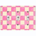 thumbnail image 1 of Metal Light Switch Wall Plate Outlet Cover (Pink White Toy Chest Box Check Pattern - Triple Toggle), 1 of 2