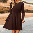 thumbnail image 2 of MLDRA Dress for Women Casual Long Sleeve Ribbed Knit A-Line Flowy Fall Winter Sweater Dress, Crewneck Elegant Going Out Dresses for Women 2026, 2 of 7