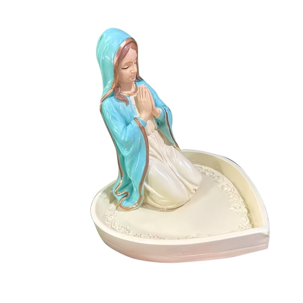 Virgen María Holder Rosario, Elegante NUESTRA ORACIÓN Box Rosario Estatua De Resina Taplaje De Mesa, De Religioso Católico, Sala De Estar De Dormitorio Decoración De Escritorio