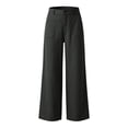 thumbnail image 6 of aohooy Wide Leg High Waisted Pants Women Summer Casual Button Up Palazzo Work Pant Beach Vacation Comfort Trousers with Pockets Dark Gray,XL, 6 of 7